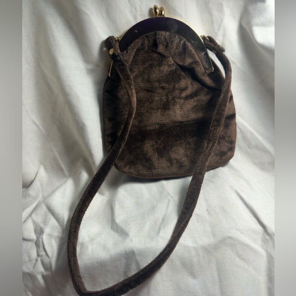 Brown Vintage Carpet Bag Clutch VTG